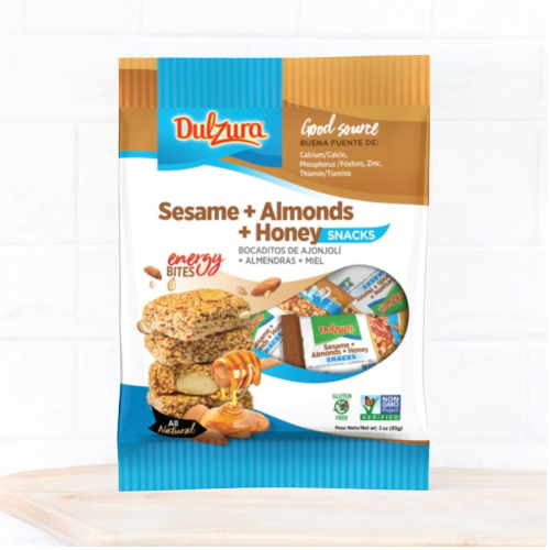 Bocaditos de ajonjolí, almendras y miel 3.4 oz